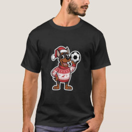Camiseta Christmas Doberman puppy with soccer ball