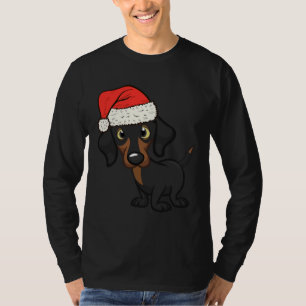 Camiseta Christmas Dog Cute Dachshund Wearing Santa Hat