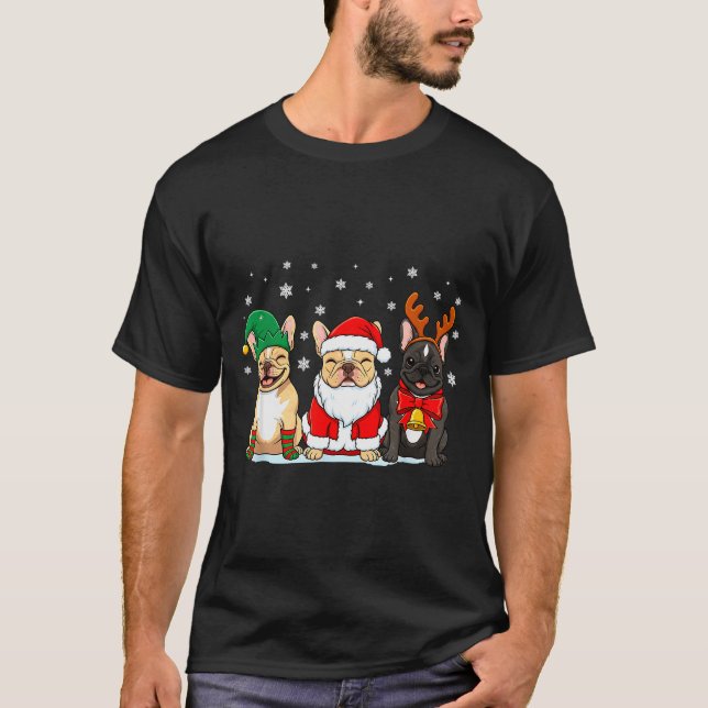 Camiseta Christmas Dog French Bulldog Xmas Dog Lover Men Wo (Anverso)