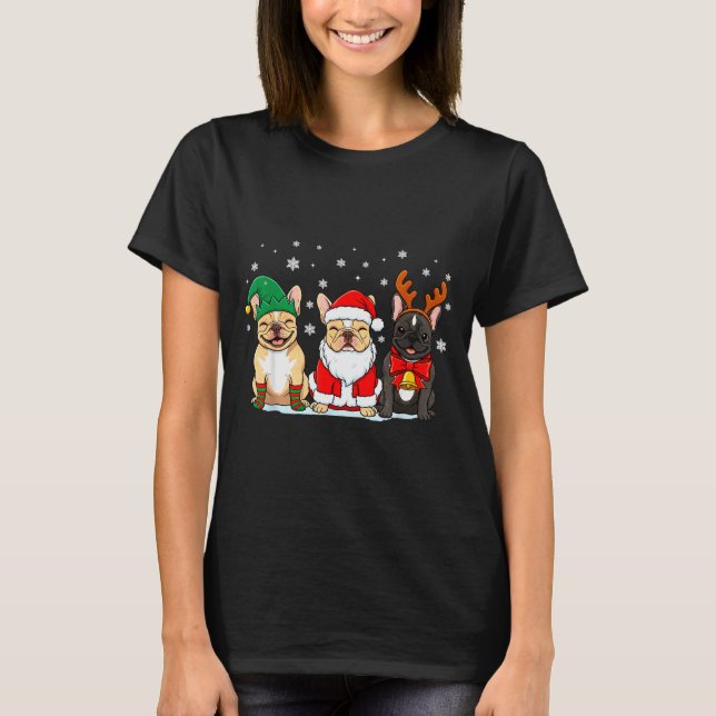 Camiseta Christmas Dog French Bulldog Xmas Dog Lover Men Wo (Anverso)