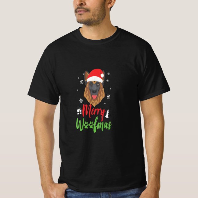 Camiseta Christmas Dog German Shepherd Merry Woofmas Gift (Anverso)