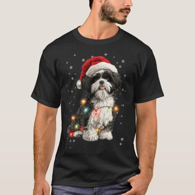 Camiseta Christmas Dog Shih Tzu Santa Xmas Women Men Kids  (Anverso)