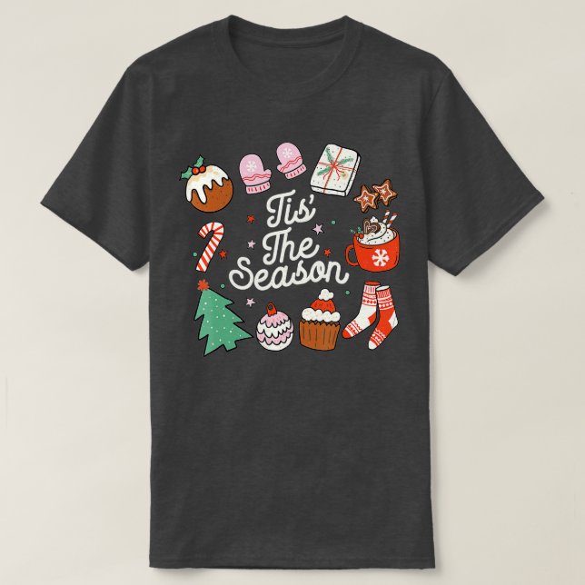 Camiseta Christmas Doodles Tis' The Season Retro Holiday Co (Diseño del anverso)