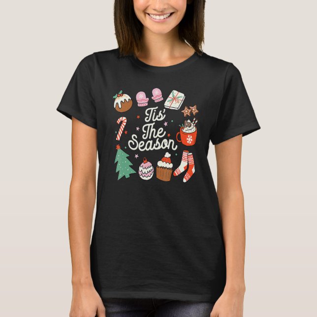 Camiseta Christmas Doodles Tis' The Season Retro Holiday Co (Anverso)