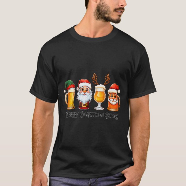 Camiseta Christmas Drinking Merry Christmas Santa Beer  (Anverso)