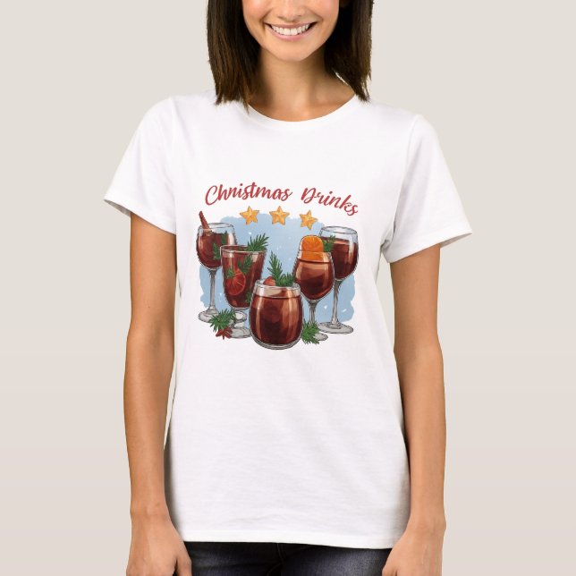 Camiseta Christmas Drinks Watercolor Print | Festive Mulled (Anverso)