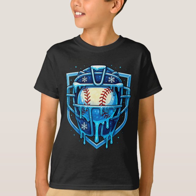 Camiseta Christmas Drip Baseball Catcher Mask Ice Cream Dri (Anverso)