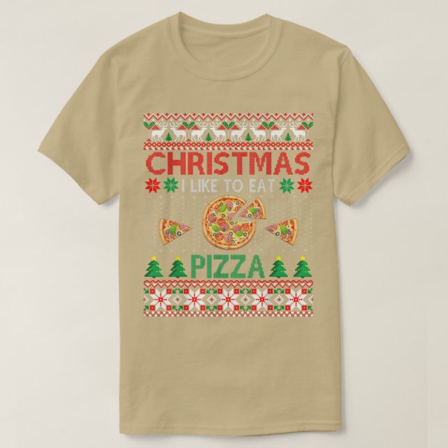 Camiseta Christmas Eat Pizza Fast Food Lover Ugly Xmas Swea (Diseño del anverso)