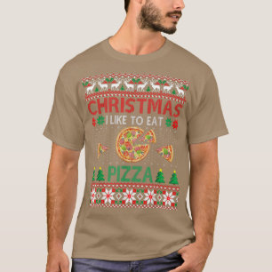 Camiseta Christmas Eat Pizza Fast Food Lover Ugly Xmas Swea