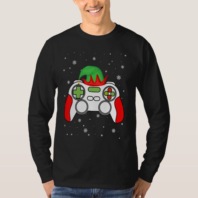Camiseta Christmas Elf Gamer Controller Boys Kids Teens Gam (Anverso)