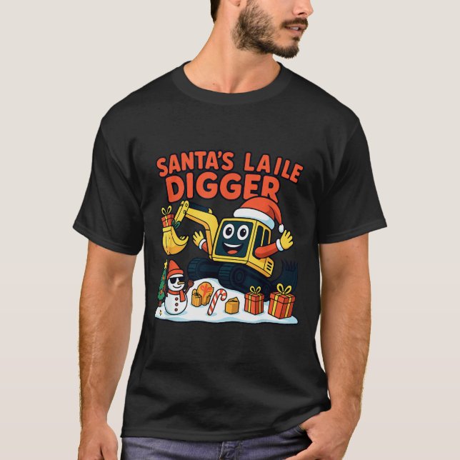 Camiseta Christmas Excavator Santa Digger Funny Holiday  (Anverso)