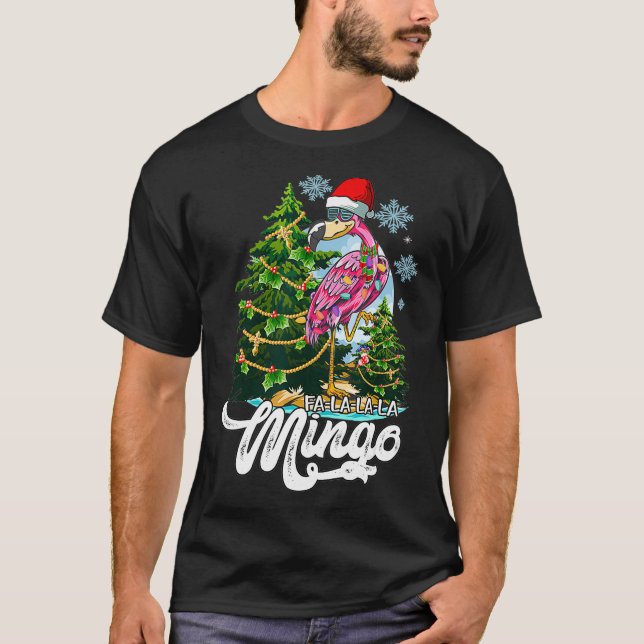 Camiseta Christmas FaLaLa Mingo Flamingo With Cute Christma (Anverso)