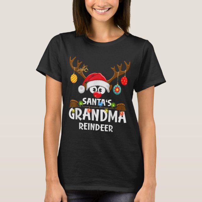 Camiseta Christmas Family Santa's Grandma Reindeer Pajama  (Anverso)