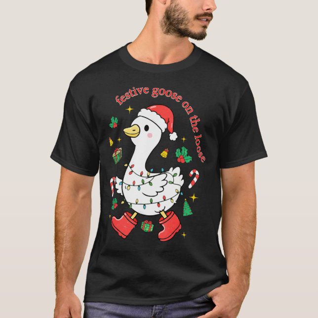 Camiseta Christmas Festive Goose On The Loose Silly Goose X (Anverso)