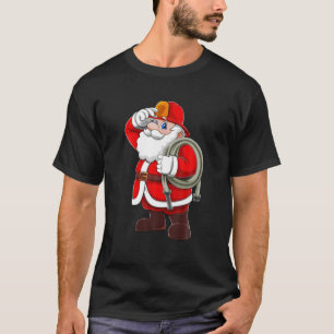Camiseta Christmas Firefighter Santa Hat T Funny Gift Decor