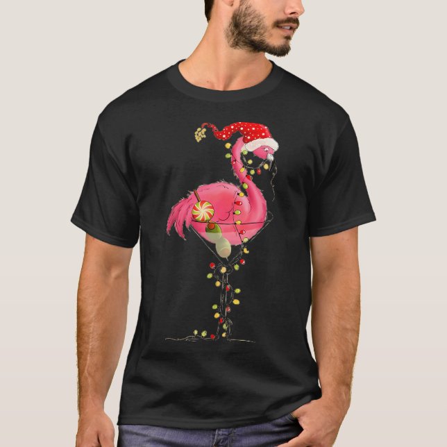 Camiseta Christmas Flamingo In Martini Gl For Trocal Holida (Anverso)