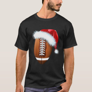 Camiseta Christmas Football Ball Santa Hat Funny Sport Xmas