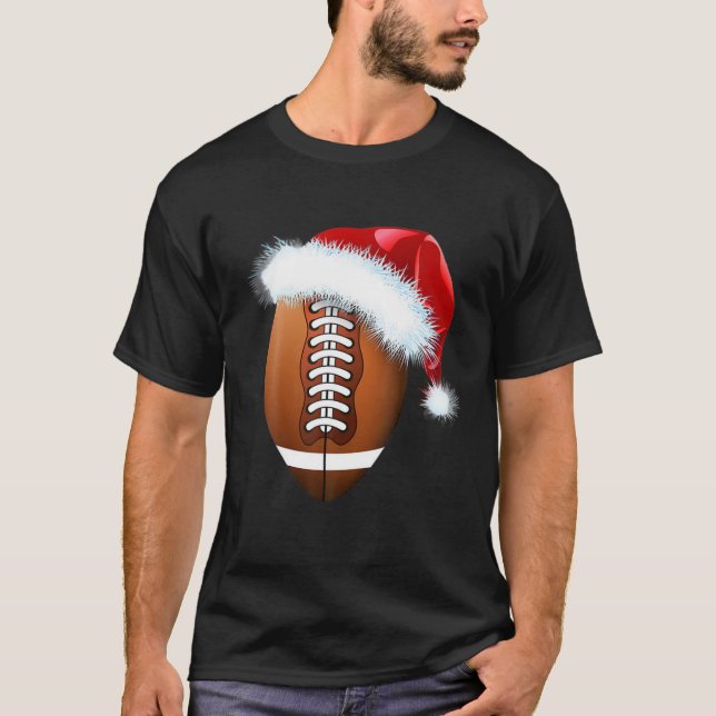 Camiseta Christmas Football Ball Santa Hat Funny Sport Xmas (Anverso)