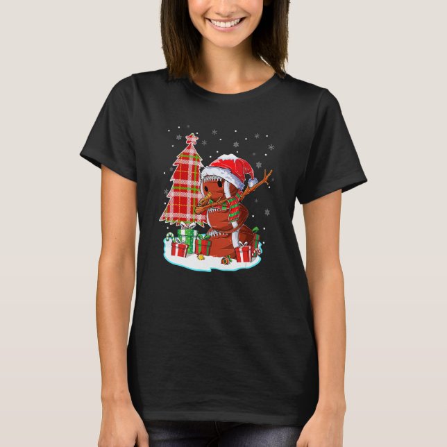 Camiseta Christmas Football Ball Snowman Dabbing Santa Hat  (Anverso)