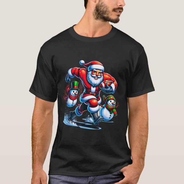 Camiseta Christmas Football Santa Playing Football  (Anverso)