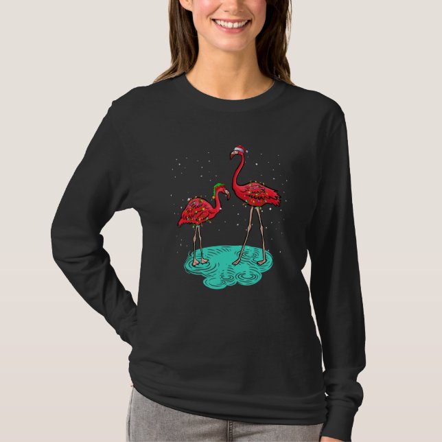 Camiseta Christmas for men women kids Santa ELF Flamingo (Anverso)