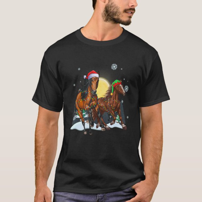 Camiseta Christmas for men women kids Santa ELF Horse (Anverso)