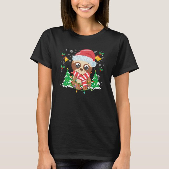 Camiseta Christmas For Men Women Kids Santa Sloth (Anverso)
