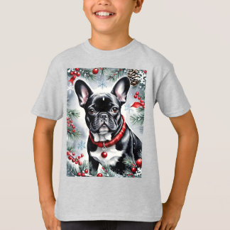 Camiseta Christmas French Bulldog in the Snow
