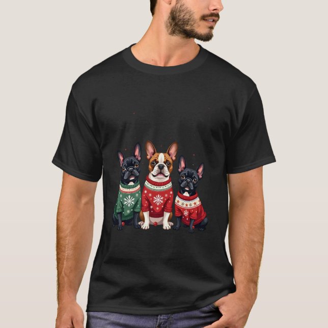 Camiseta Christmas French Bulldogs Xmas Frenchie Dog 4 (Anverso)