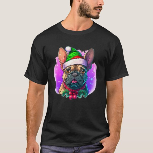 Camiseta Christmas Frenchie Dog with Purple (C) (Anverso)