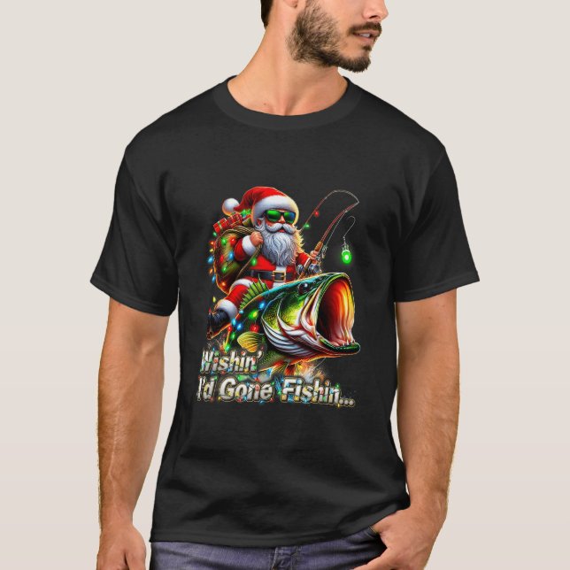 Camiseta Christmas Funny Fish Santa Fishing Merry Fishmas  (Anverso)