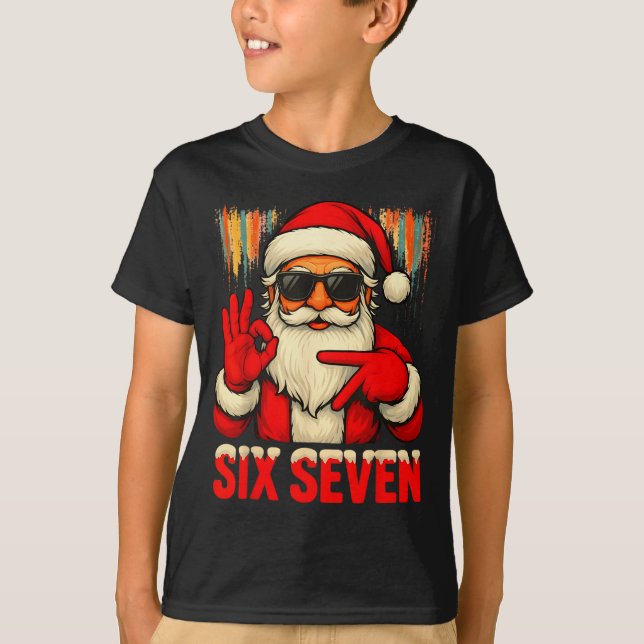 Camiseta Christmas Funny Six Seven 6 7 Meme Santa Men Boys  (Anverso)