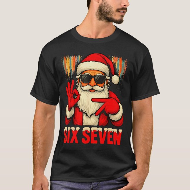 Camiseta Christmas Funny Six Seven 6 7 Meme Santa Men Boys  (Anverso)
