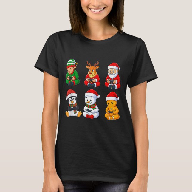 Camiseta Christmas Gamer Boys Video Games Santa Elf Reindee (Anverso)