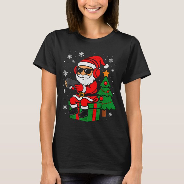 Camiseta Christmas Gamer Retro Santa Funny Xmas Gaming Men  (Anverso)