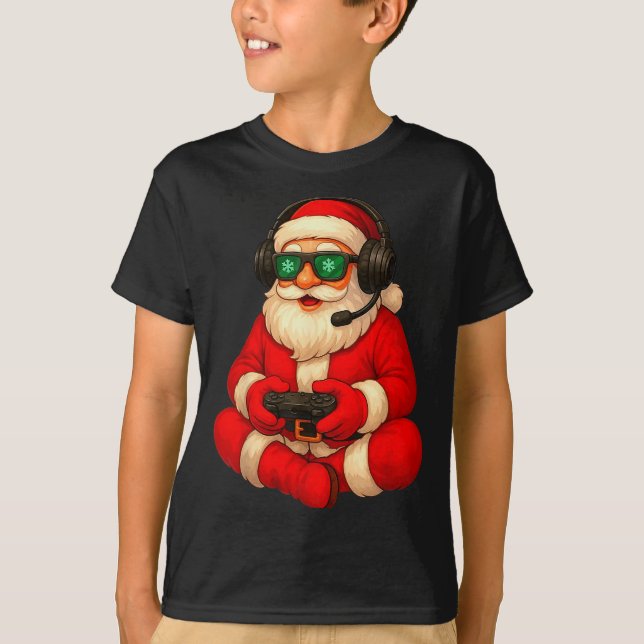 Camiseta Christmas Gamer Santa Video Game Gaming Boys Men K (Anverso)