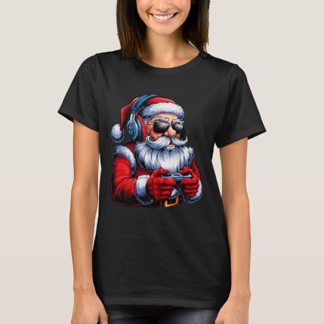 Camiseta Christmas Gamer Santa Xmas Gaming Men Boys Kids Te (Anverso)