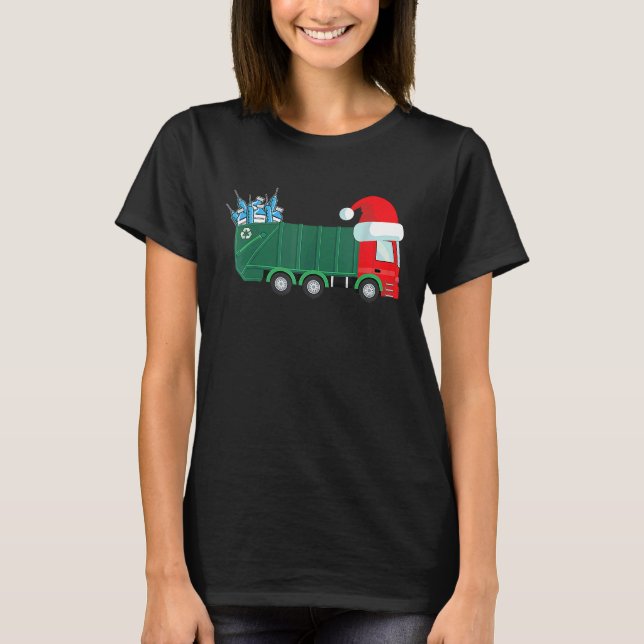 Camiseta Christmas Garbage Truck Vaccinated For Boys Kids T (Anverso)