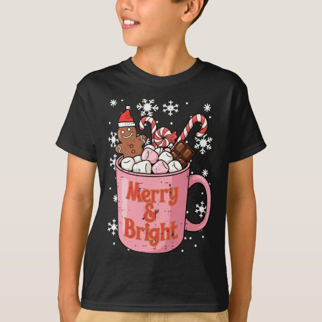 Camiseta Christmas Gingerbread Cocoa Merry Bright Xmas Wome (Anverso)