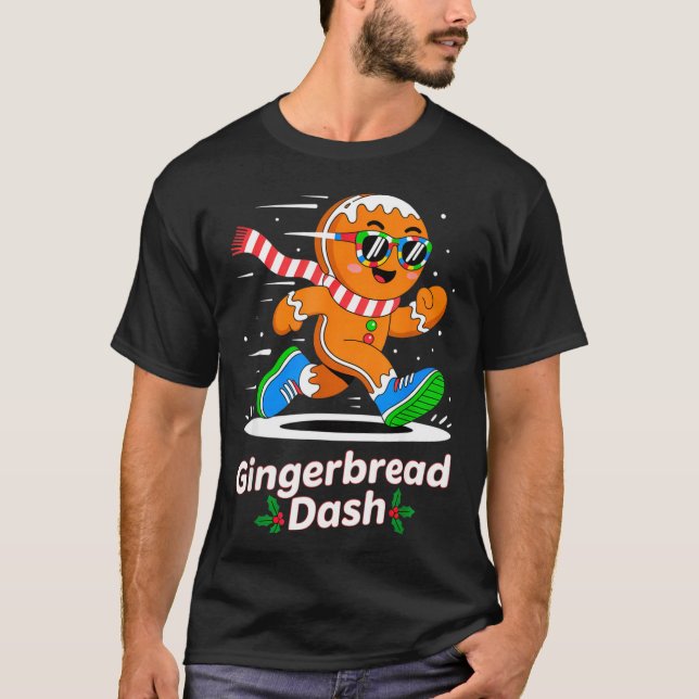Camiseta Christmas Gingerbread Dash Running Runner Xmas Mar (Anverso)