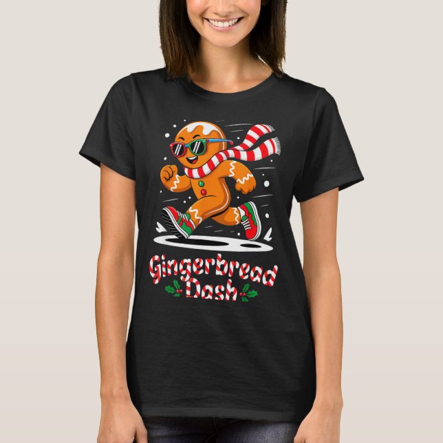 Camiseta Christmas Gingerbread Dash Running Runner Xmas Mar (Anverso)
