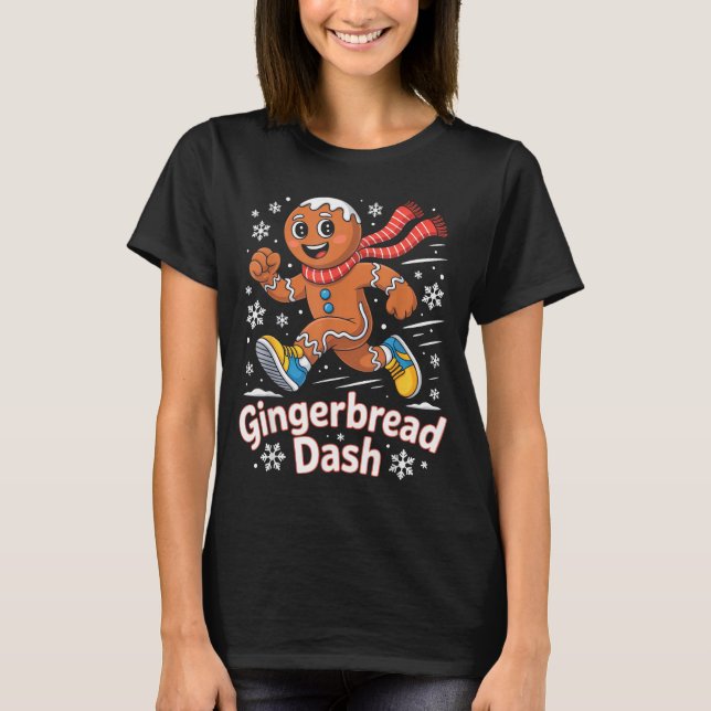 Camiseta Christmas Gingerbread Dash Running Runner Xmas Mar (Anverso)