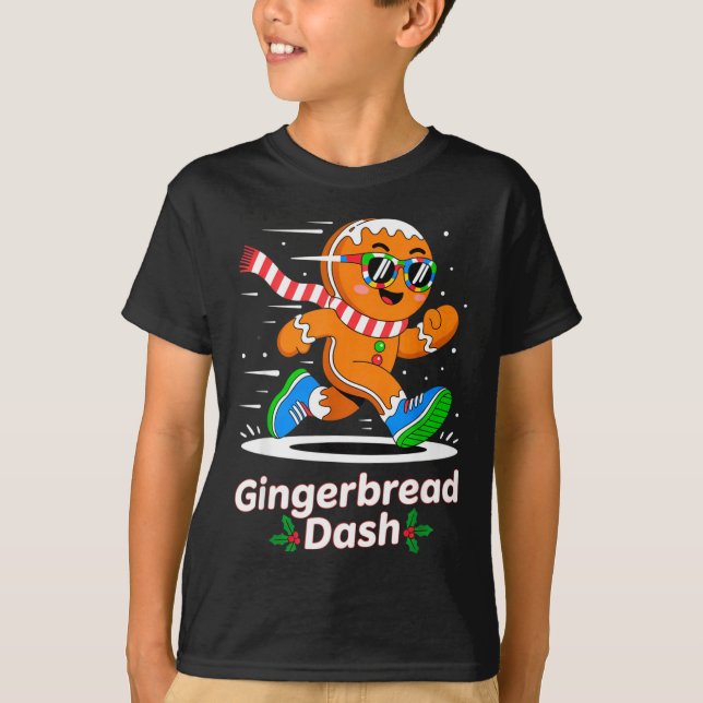 Camiseta Christmas Gingerbread Dash Running Runner Xmas Mar (Anverso)