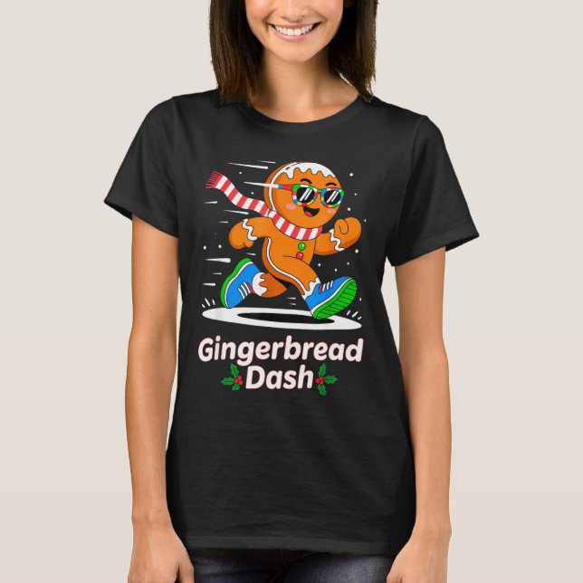 Camiseta Christmas Gingerbread Dash Running Runner Xmas Mar (Anverso)