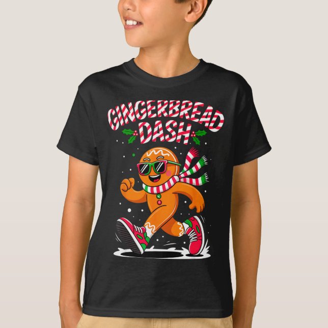Camiseta Christmas Gingerbread Dash Running Runner Xmas Mar (Anverso)