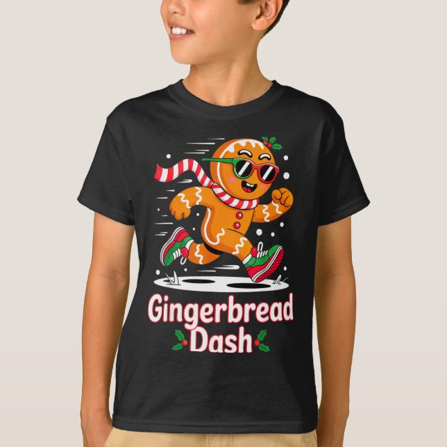 Camiseta Christmas Gingerbread Dash Running Runner Xmas Mar (Anverso)