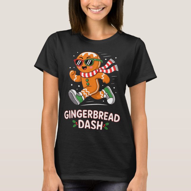 Camiseta Christmas Gingerbread Dash Running Runner Xmas Mar (Anverso)