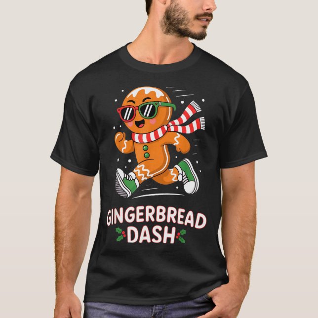 Camiseta Christmas Gingerbread Dash Running Runner Xmas Mar (Anverso)