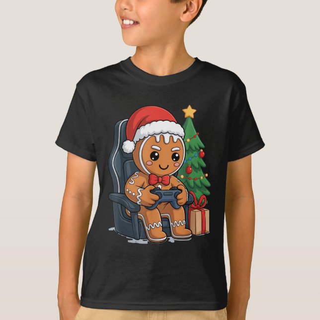 Camiseta Christmas Gingerbread Gamer Chair Holiday Gaming B (Anverso)