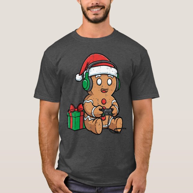 Camiseta Christmas Gingerbread Gamer Xmas Gaming Boys Youth (Anverso)